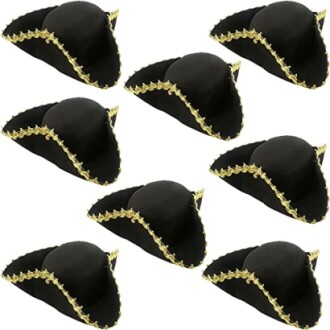 Black Pirate Hat Felt Tricorn Hat