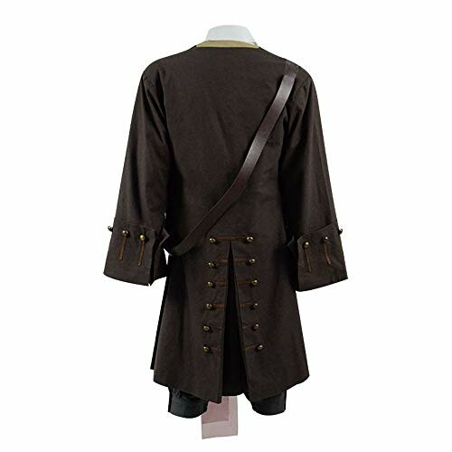 Brown pirate costume jacket with button details and shoulder strap