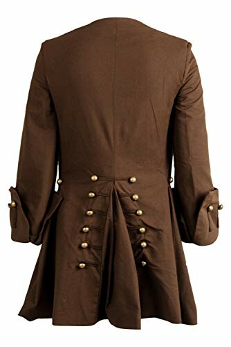 Back view of a brown vintage tailcoat with decorative buttons