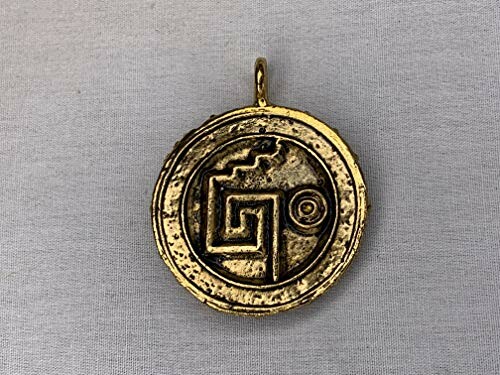 Gold pendant with spiral symbol and loop on top