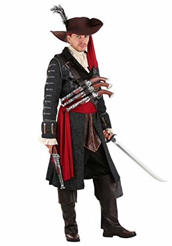 Person in a detailed pirate costume with swords and hat