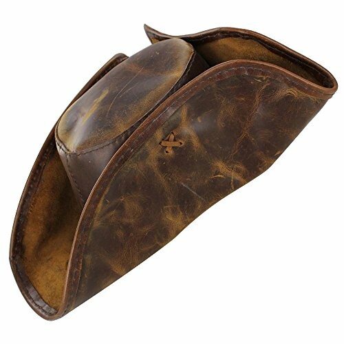 Vintage brown leather tricorn hat